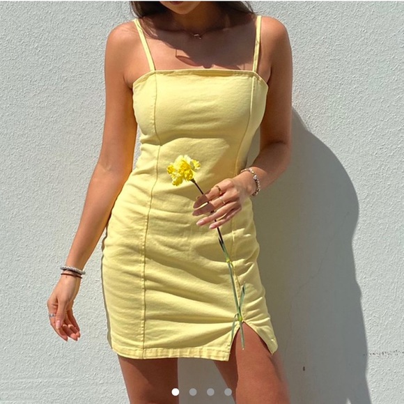 Denim yellow summer dress - Picture 1 of 4